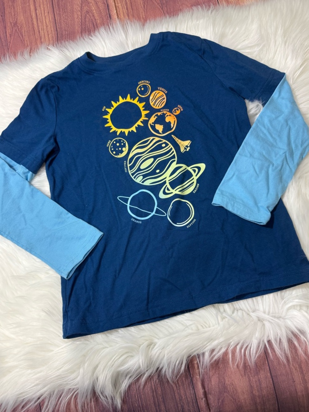 Jumping Beans “Solar System” Layered Long Sleeve Shirt - Boys Size 8